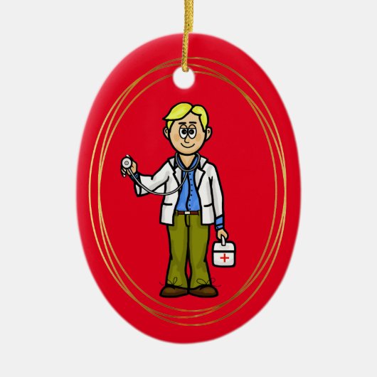 Blonde männliche Ärztin mit Stethoscope Ornament (Vorne)
