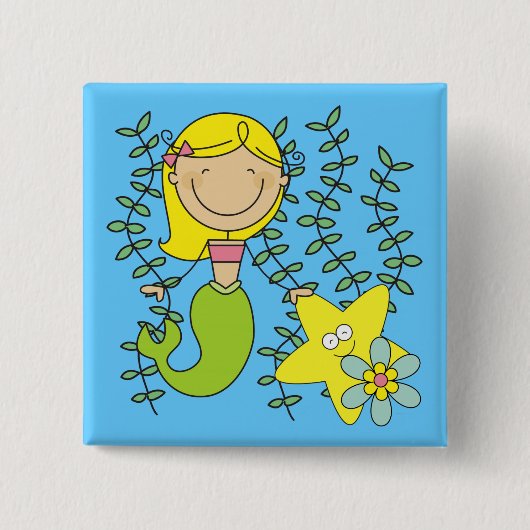 Blonde Meerjungfrau Button (Vorderseite)
