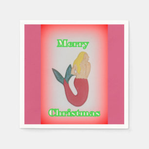 blonde Meerjungfrau Fröhliche Weihnachtsapplikatio Serviette