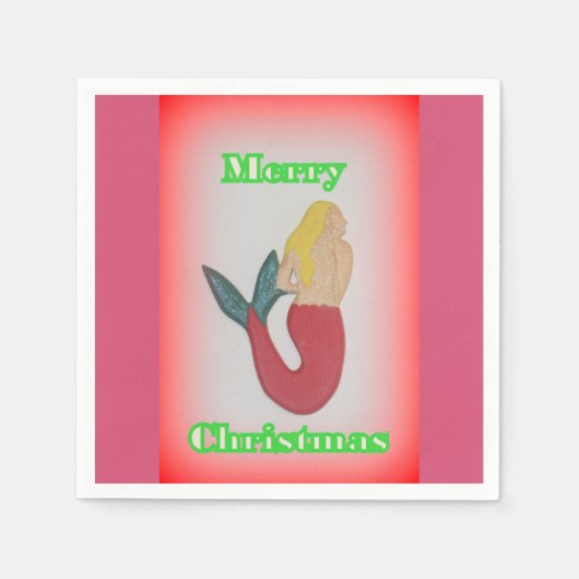 blonde Meerjungfrau Fröhliche Weihnachtsapplikatio Serviette (Vorderseite)