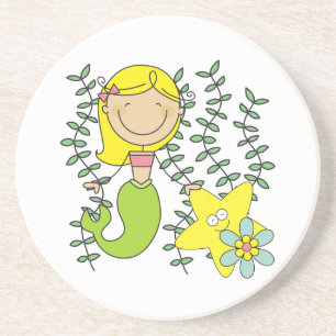 Blonde Meerjungfrau Getränkeuntersetzer