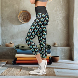 Blonde Meerjungfrau Halbmond Fantasy Art Deco Capri Leggings