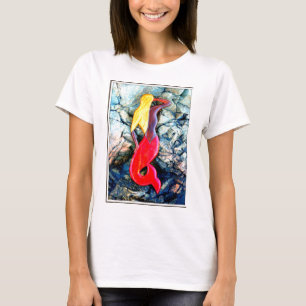 Blonde Meerjungfrau in rot T-Shirt