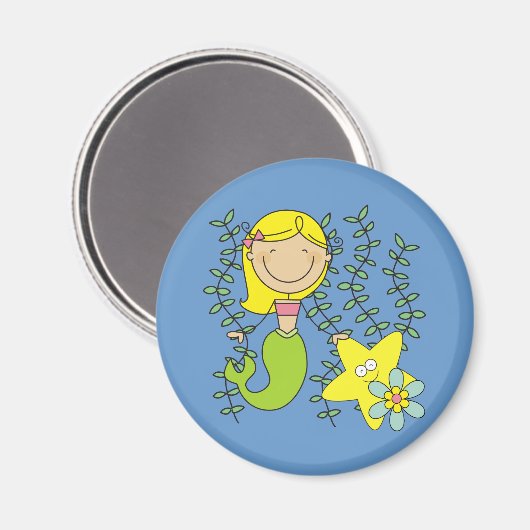 Blonde Meerjungfrau Magnet (Vorderseite/Rückseite)