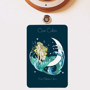 Blonde Meerjungfrau Mond Fantasy Art Deco Kreuzfah Magnet