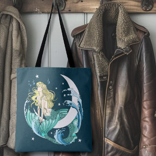 Blonde Meerjungfrau Mond Fantasy Art Deco Tasche