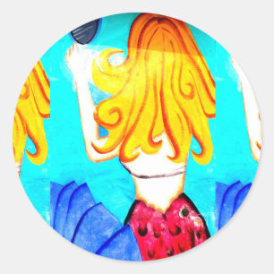 Blonde Meerjungfrau Runder Aufkleber