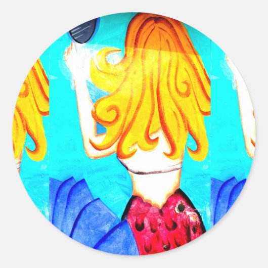 Blonde Meerjungfrau Runder Aufkleber (Vorderseite)