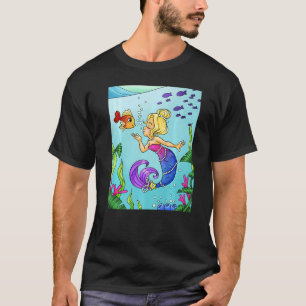 Blonde Meerjungfrau unter Wasser mit Goldfisch sch T-Shirt