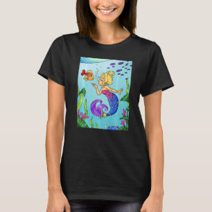 Blonde Meerjungfrau unter Wasser mit Goldfisch sch T-Shirt