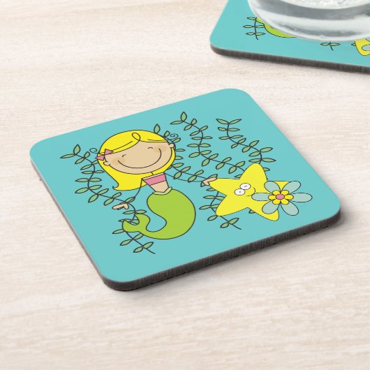 Blonde Meerjungfrau Untersetzer (Linke Seite)