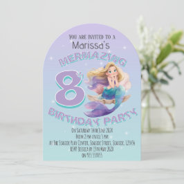 Blonde Mermaid Age Birthday Party Invitation Einladung
