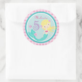 Blonde Mermaid Age Five Birthday Sticker (Tasche)