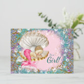 Blonde Mermaid Baby Shower Einladungen (Stehend Vorderseite)
