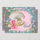 Blonde Mermaid Baby Shower Einladungen (Vorne/Hinten)