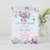 Blonde Mermaid Babydusche unter dem Sea Baby Girl Einladung (Stehend Vorderseite)