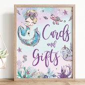Blonde Mermaid Birthday Baby Duschkarten & Geschen Poster