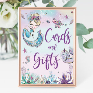Blonde Mermaid Birthday Baby Duschkarten & Geschen Poster