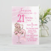 Blonde Mermaid Cocktail Birthday Party Invitation Einladung (Stehend Vorderseite)