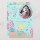 Blonde Mermaid Dritter Geburtstag Einladung (Vorne/Hinten)