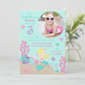 Blonde Mermaid Dritter Geburtstag Einladung (Stehend Vorderseite)