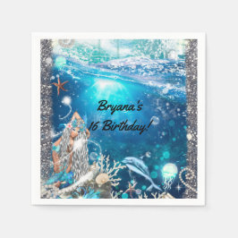 Blonde Mermaid Fantasy Verzauberte Geburtstagspart Serviette