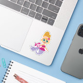 Blonde Mermaid Girl Cutout Party Sticker (Laptop mit iPhone)