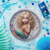 Blonde Mermaid Girl Pappteller (Party)