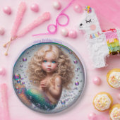 Blonde Mermaid Girl Pappteller (Party)