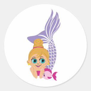 Blonde Mermaid Girl Sticker - Blaue Mit Augen Meer