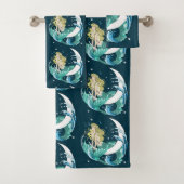 Blonde Mermaid Moon Fantasy Art Deco Badhandtuch Set (Insitu)
