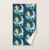 Blonde Mermaid Moon Fantasy Art Deco Badhandtuch Set (Handtuch)