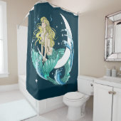 Blonde Mermaid Moon Fantasy Art Deco Duschvorhang (Beispiel)