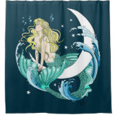 Blonde Mermaid Moon Fantasy Art Deco Duschvorhang (Vorderseite)