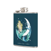 Blonde Mermaid Moon Fantasy Art Deco Flachmann (Links)