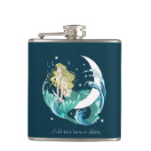 Blonde Mermaid Moon Fantasy Art Deco Flachmann (Vorderseite)