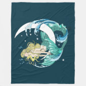 Blonde Mermaid Moon Fantasy Art Deco Fleecedecke (Vorderseite)