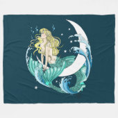 Blonde Mermaid Moon Fantasy Art Deco Fleecedecke (Vorderseite (Horizontal))
