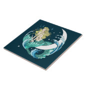 Blonde Mermaid Moon Fantasy Art Deco Fliese (Seite)