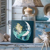Blonde Mermaid Moon Fantasy Art Deco Fliese