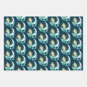 Blonde Mermaid Moon Fantasy Art Deco Geschenkpapier Set (Vorderseite)