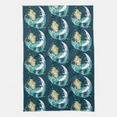 Blonde Mermaid Moon Fantasy Art Deco Geschirrtuch (Vertikal)