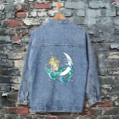 Blonde Mermaid Moon Fantasy Art Deco Jeansjacke