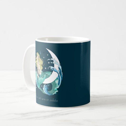 Blonde Mermaid Moon Fantasy Art Deco Kaffeetasse (Vorderseite Links)