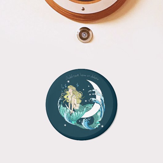 Blonde Mermaid Moon Fantasy Art Deco Magnet