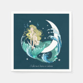 Blonde Mermaid Moon Fantasy Art Deco Serviette (Vorderseite)