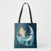 Blonde Mermaid Moon Fantasy Art Deco Tasche (Vorderseite)