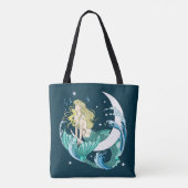 Blonde Mermaid Moon Fantasy Art Deco Tasche (Rückseite)