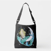 Blonde Mermaid Moon Fantasy Art Deco Tragetaschen Mit Langen Trägern (Vorderseite)