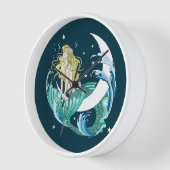 Blonde Mermaid Moon Fantasy Art Deco Uhr (Winkel)